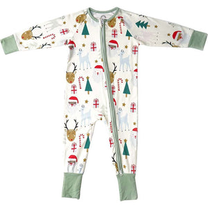 Emerson and Friends - Santa and Friends Bamboo Convertible Footie Romper Pajama