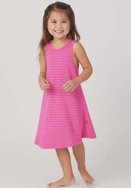 Sol Angeles - Tonal Stripe  Flounce Dress - Dahlia