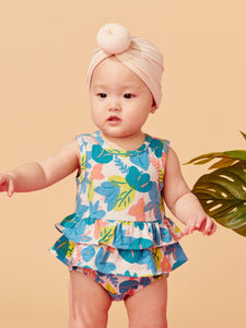Tea Collection - Tiered Ruffle Baby Romper - Tropical Hibiscus