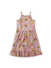 Load image into Gallery viewer, Tea Collection - Spaghetti Strap Hi-Lo Dress - Tropical Gardenia in Purple