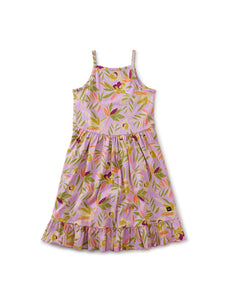 Tea Collection - Spaghetti Strap Hi-Lo Dress - Tropical Gardenia in Purple