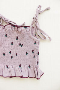 Fin & Vince - Organic Smocked Crop Blouse - Tulips