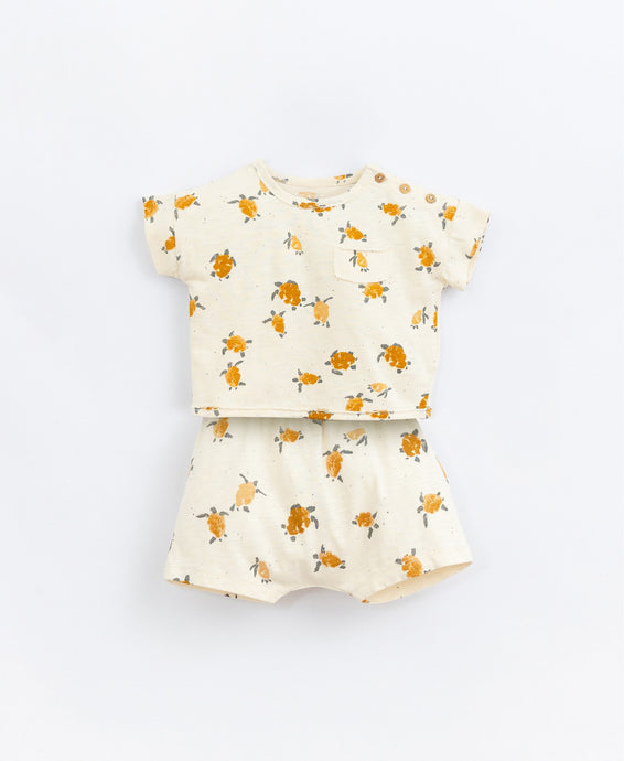 Play Up - Organic Turtle Print Tee & Shorts Set - Reed