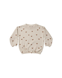 Rylee + Cru - Slouchy Pullover - Hearts - Pebble