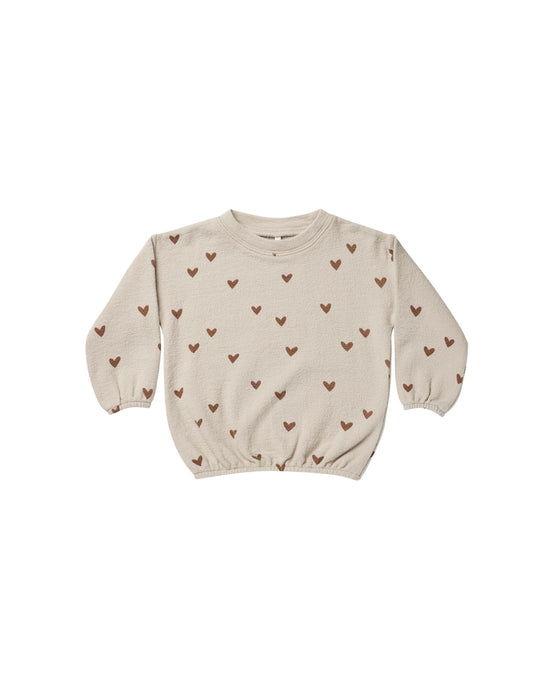 Rylee + Cru - Slouchy Pullover - Hearts - Pebble