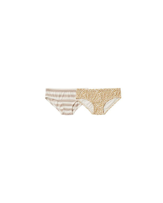 Rylee + Cru - Marigold Grey Stripe Girls Underwear Set - Gold-Grey