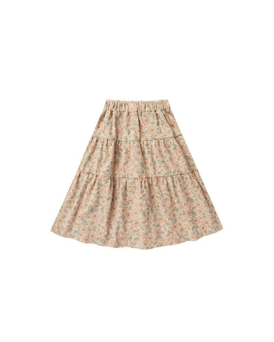 Rylee + Cru - Blush Floral Tiered Midi Skirt - Blush-Floral