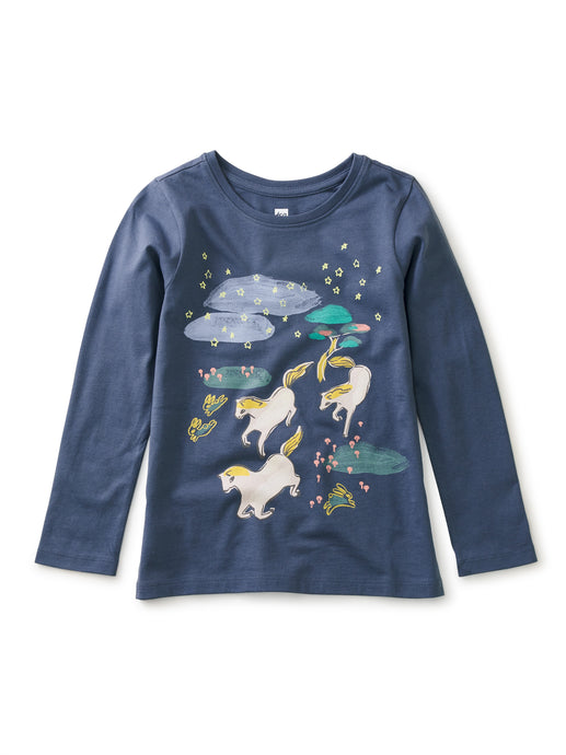 Tea Collection - Wild Misaki Horses Graphic Tee - Cornflower