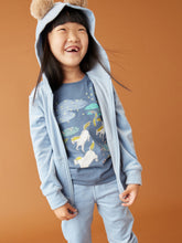 Load image into Gallery viewer, Tea Collection - Pom Ear Velour Hoodie - Blue Fog