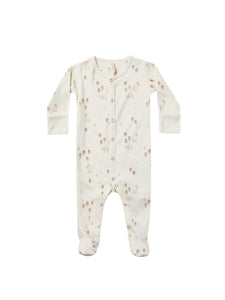 Quincy Mae - Organic Full Snap Footie Woodland - Ivory