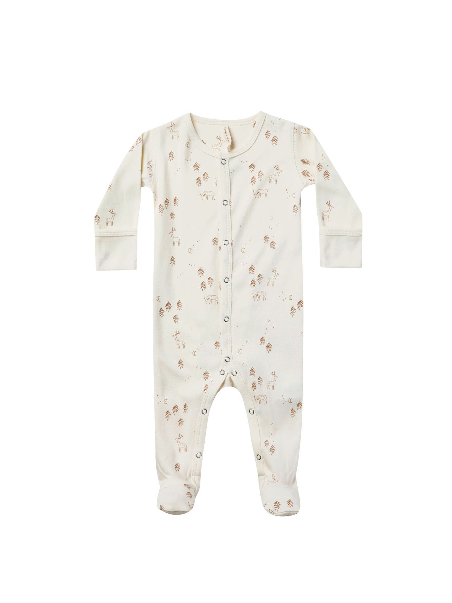 Quincy Mae - Organic Full Snap Footie Woodland - Ivory