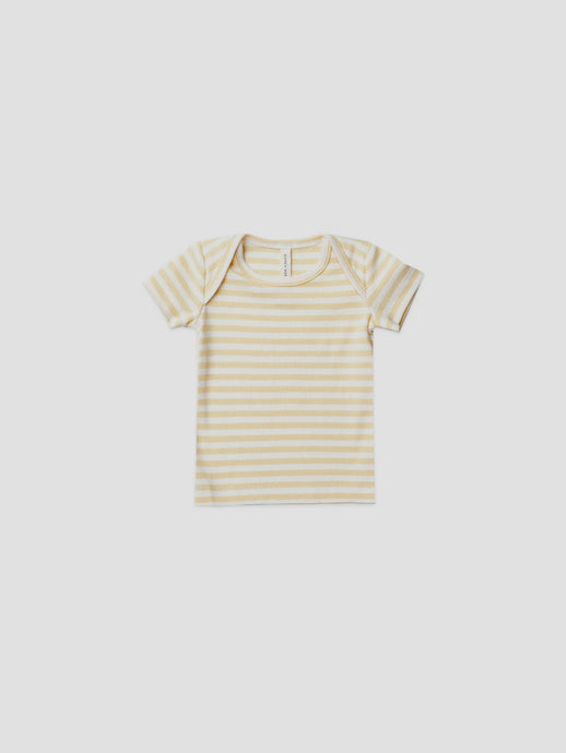 Quincy Mae - Ribbed Short Sleeve Tee - Yellow Stripe