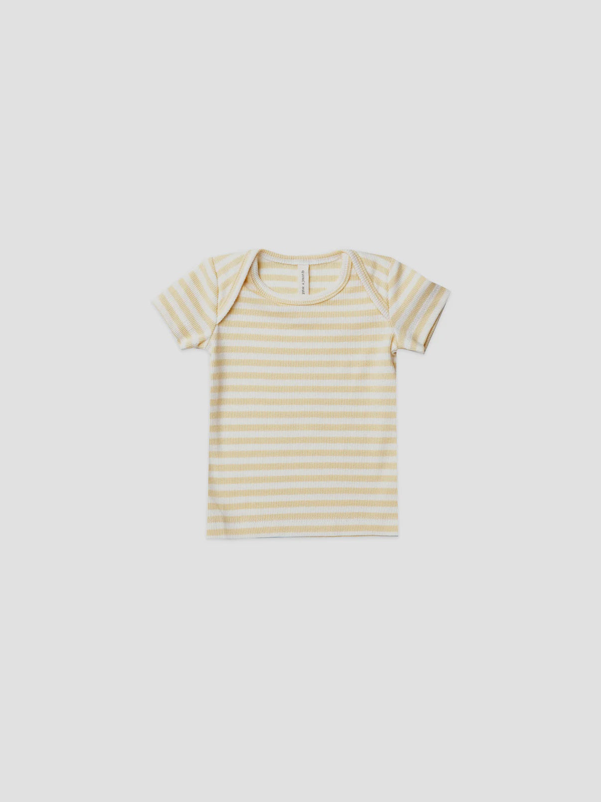 Quincy Mae - Ribbed Short Sleeve Tee - Yellow Stripe