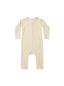 Quincy Mae - Ribbed Baby Jumpsuit - Yellow Stripe