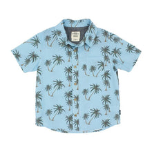 Load image into Gallery viewer, Feather 4 Arrow - Wavy Palm Button Down Woven - Crystal Blue