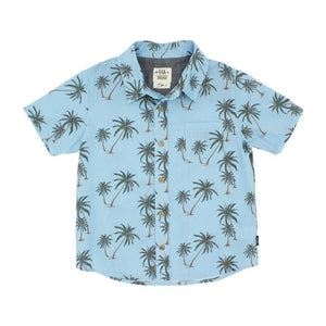 Feather 4 Arrow - Wavy Palm Button Down Woven - Crystal Blue