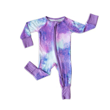 Load image into Gallery viewer, Little Sleepies - Purple Watercolor Bamboo Viscose Zippy