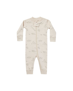 Quincy Mae -  Dino Zip Long Sleeve Sleeper - Natural